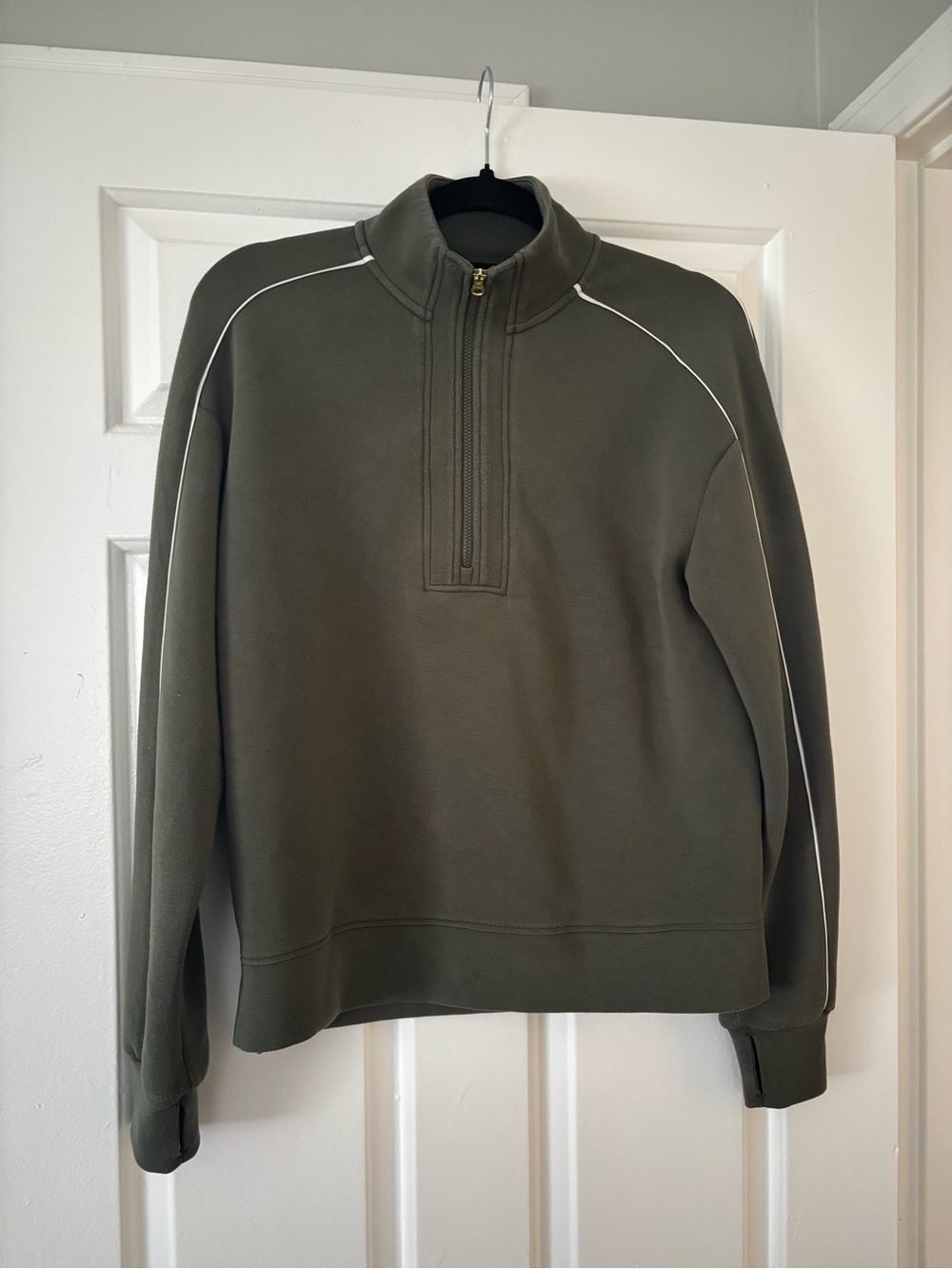 Varley Kirsi Half Zip Pullover Olive Green Scuba Sweatshirt - Size Small - Picture 7 of 12